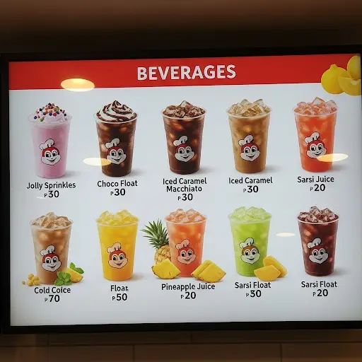 Jollibee Beverges Menu